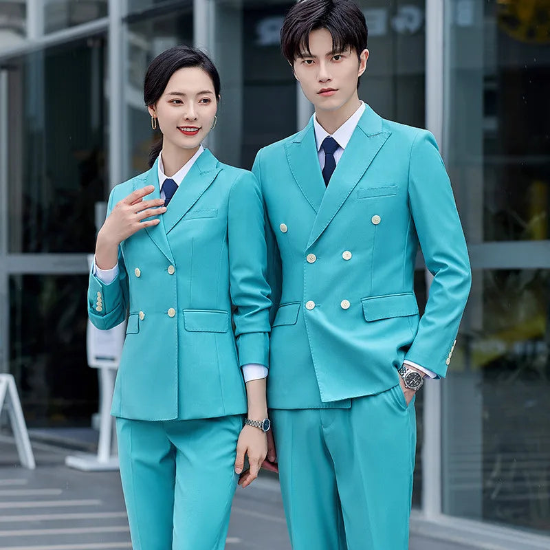 Men's Manager Business Suit Double Breasted Casual Suit Two-piece Set