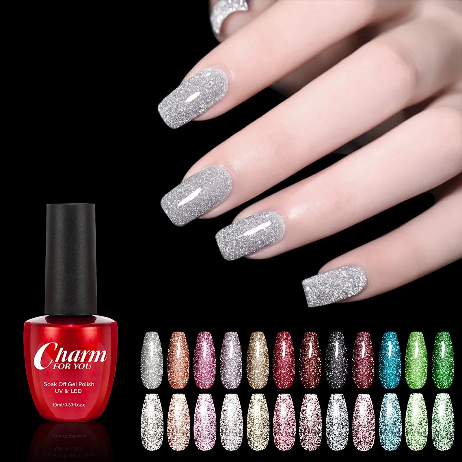 16 Color UV Disco Gel Polish for Nail Art DIY Soak-Off Reflective Diamond Glitter Bundi Nail Gel Polish