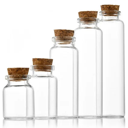 Dia 22mm Mini clear Glass Wishing Small Drift Bottle Vials With Cork Glass Tube Corked Jars Candy Bottle 5ml-30ml Glass Vials