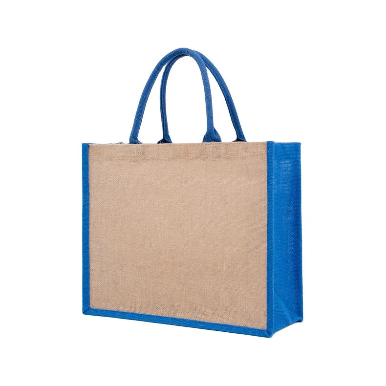 Stocked Promotion Reusable Portable Canvas Shopping Bag Hemp Jute Grocery Bag with Rope Handle for Vegetables and Shopping