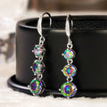 Huitan 2 Style Beautiful Drop Colorful Gemstone Pure Dangle Earrings Girls Women Zircon Popular Silver Earrings