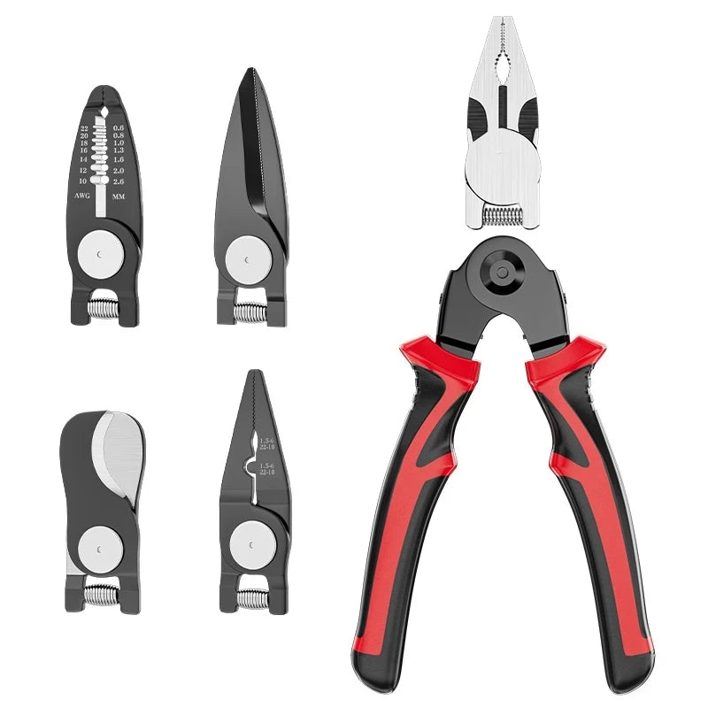 5 in1 Multifunctional Electrician's Pliers Replaceable Wire Stripping Wire Cutting Needle Nose Tools Steel Plastic Electricians