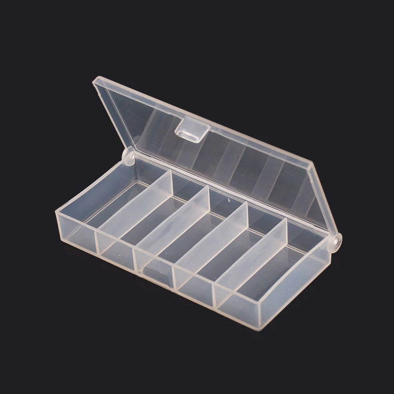 DN 9.7*4.7*1.5cm Wholesale Fishing Tackle Box 5 Compartment Small Bait Plastic Boxes Five Grid Fishing Lure Storage Box