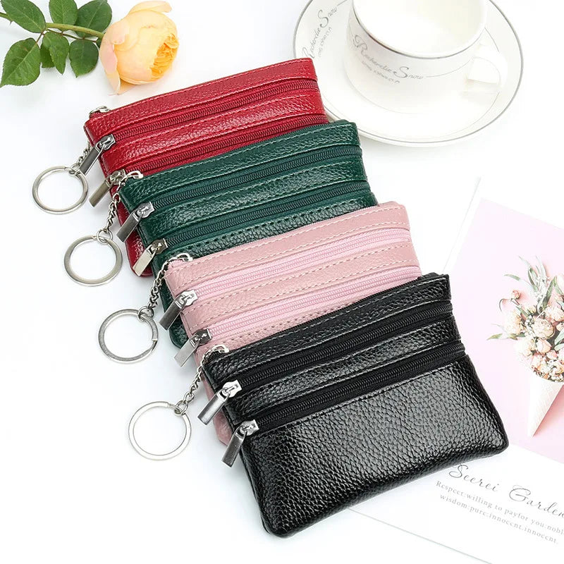 Women Coin Purses Pu Leather Card Holder Wallet Keychain