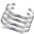 New Designs Dad Son Mom Daughter I Love You Initial Stainless Steel Open Cuff Bracelet