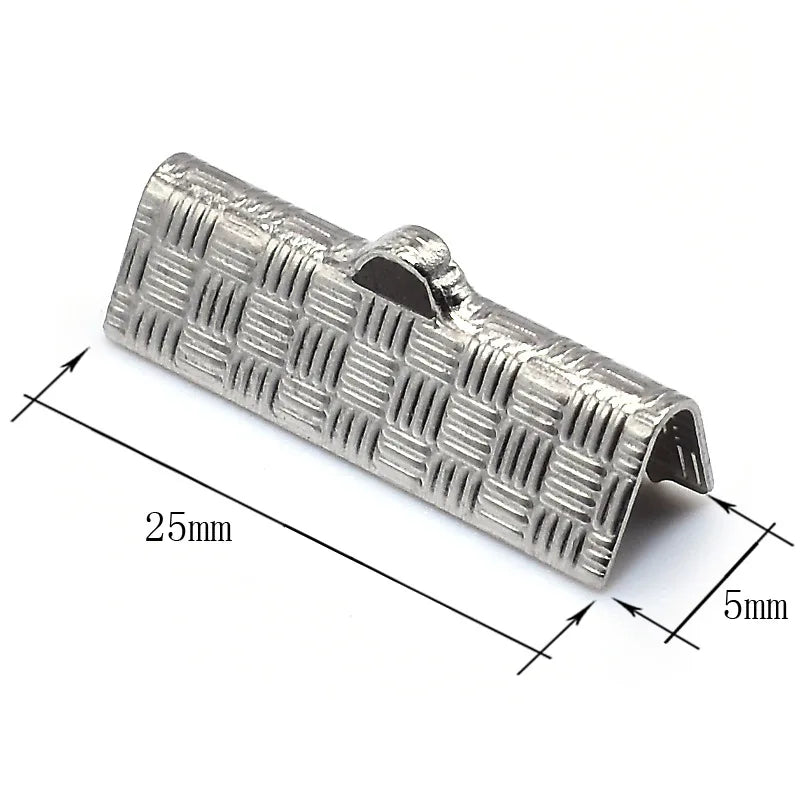 Stainless Steel Ribbon Ends Clamps Crimp End Cord Ends Clasp Bookmark Pinch for Earring Cord Crafts Jewelry Making