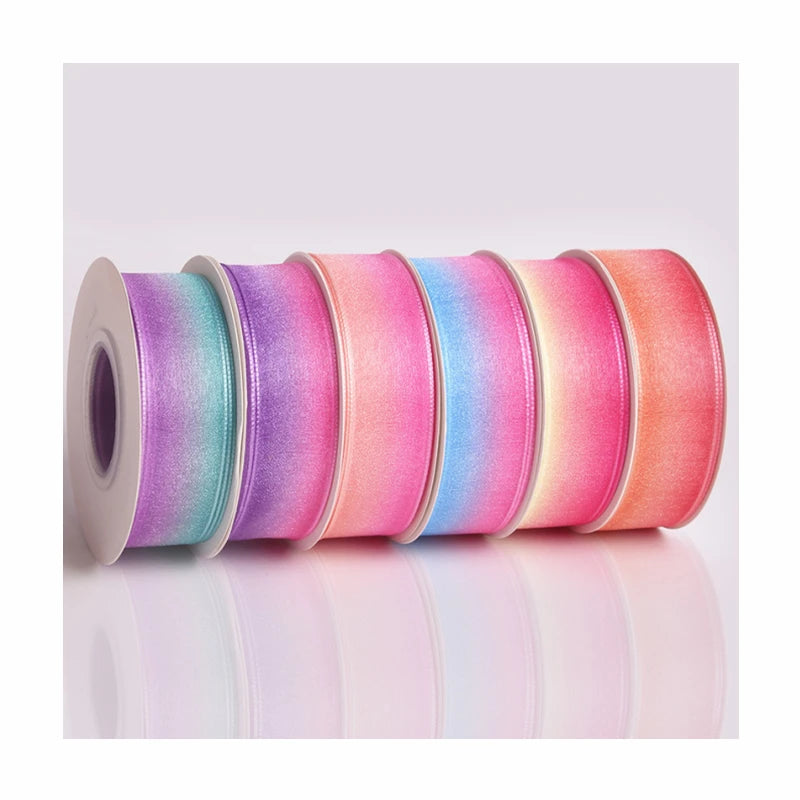 Low Price Eco-Friendly Cotton 3.8cm Rainbow Lace Organza Ribbons for Dressmakers/Decorators/Brides/Hair Bow Making Crafters R001