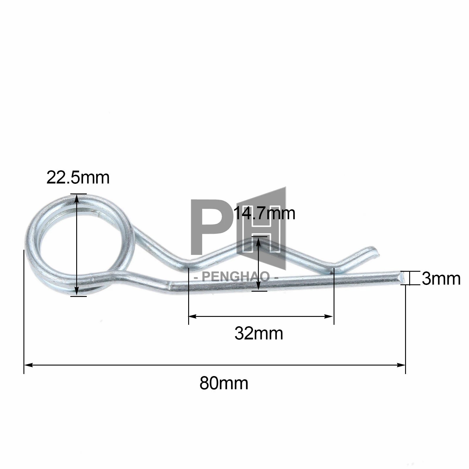 1.2mm 1.5mm 1.6mm 1.8mm 2mm 3mm 4mm 5mm Dia Fastener Hardware Stainless Steel R Shaped Spring Cotter Clip Pin for Repairing Cars