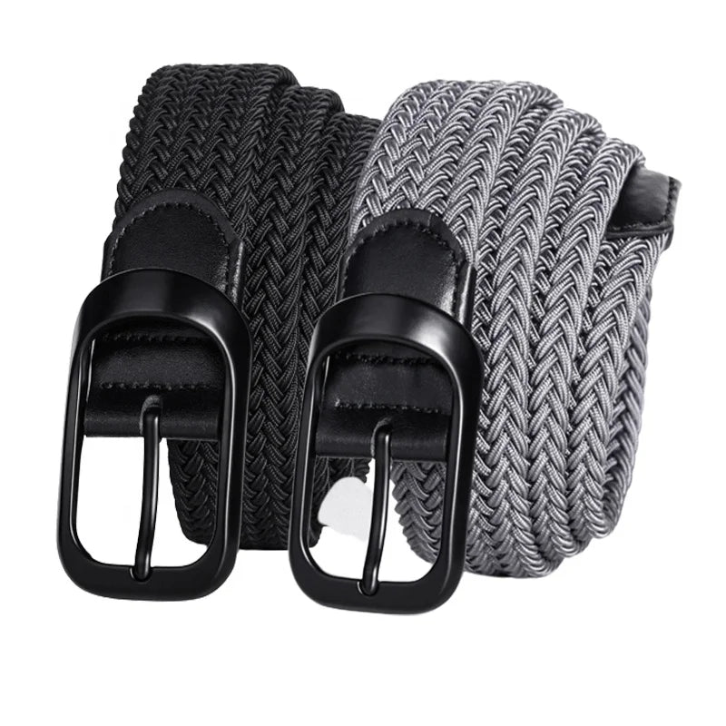 Custom Fashion Business Woven Golf Belts Men's Elastic Webbing Belts