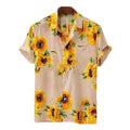 RNSHANGER Floral Print Men Shirt Lapel Short Sleeve Casual Streetwear Hawaiian Shirts Breathable Streetwear Shirts