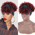 Short Kinky Curly Headband Wigs for Black Women Afro Curls Blonde Wigs With Scarf Natural Curly Cosplay Wig Synthetic False Hair