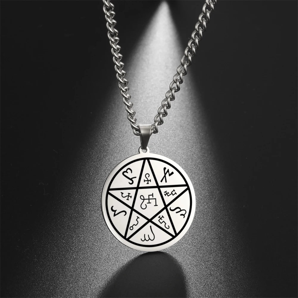 Success and Wealth Talisman Pentagram Supernatural Wicca Pagan Pentacle Amulet Necklace Stainless Steel