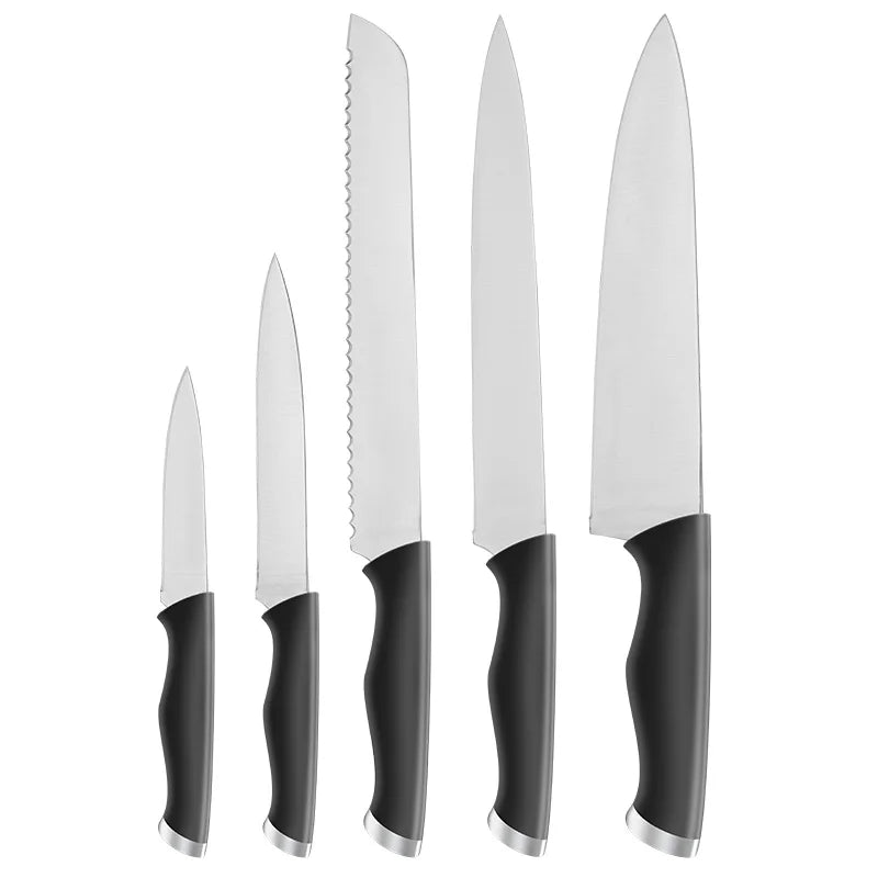 5PCS Damascus Laser Pattern Kitchen Knife Set Chef Bread Carving Utility Paring Knife | 3Cr13 Stainless Steel Blade PP Handle