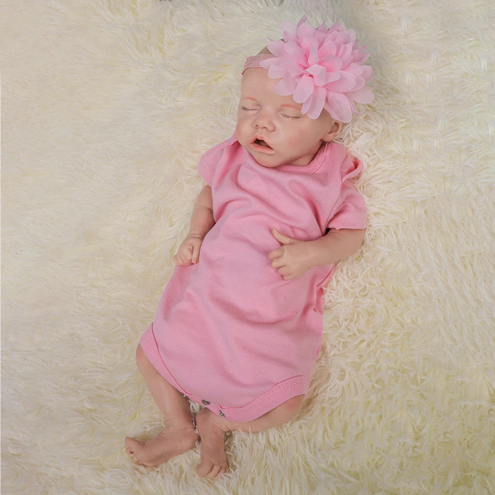 Cute Girl Realistic Artificial Silicone Reborn Baby Dolls Closed Eyes 45 cm 17.71 Inch Long 2.54kg 5.6lbs Weight