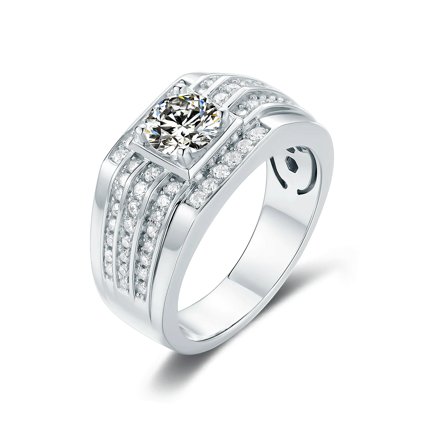 Factory Wholesale Round Brilliant Cut D Color Clarity 3EX Moissanite Engagement Rings for Man