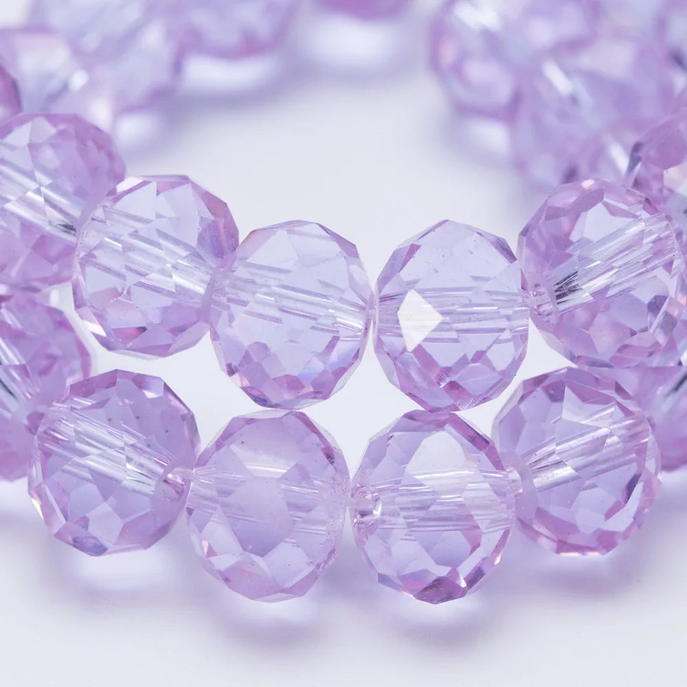 4mm 6mm 8mm Rondelle Glass Beads Purple Color Faceted Round Beads for Jewelry Making DIY Crafts
