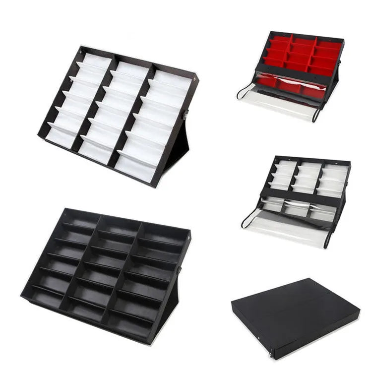 Wholesale Trendy Luxury Custom logo Pu Leather Sunglasses Display Case Hard Black Show case Sunglasses Packaging Box case Set