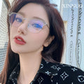 Shenzhen Factory Spot Titanium Metal Half-frame Business Glasses Frame Anti-blue Light Reading Glasses for Diamond Face Shape