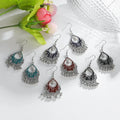 Ethnic Geometric Silver Color Indian Earrings Jewelry Vintage Dangle Statement Earrings for Women Bohemian Earings Gifts