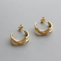 Winter Fashion Jewelry Stainless Steel Thick C Stub Shape Bohemian Hoop Earrings