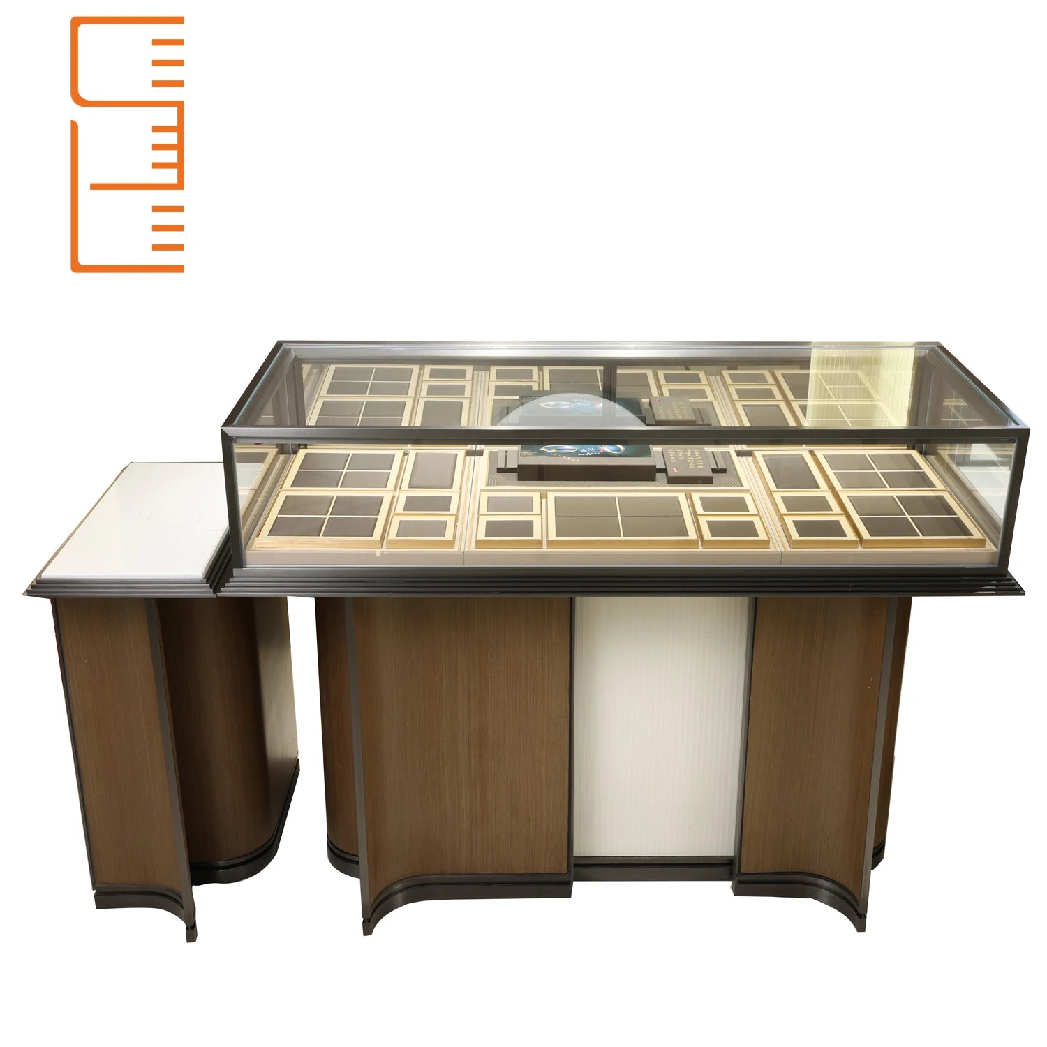 Jewellery Shop Furniture Vitrine Stainless Steel Marble Glass Luxury Jewelry Showcase Display Cabinet