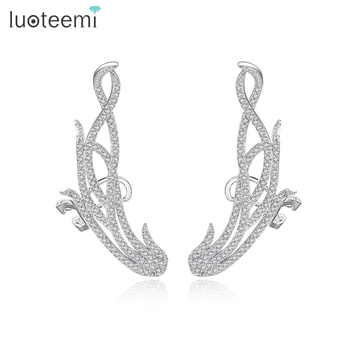 LUOTEEMI Fashion Jewelry in Bulk Women Cubic Zicornia Ear Jackets Earrings Romantic Cuff Earrings