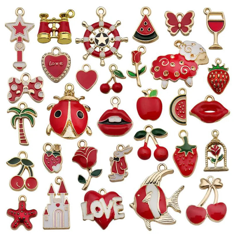 31pcs Mixed Cherry Designs Alloy Charms for Jewelry Making Alloy Designer Charms MegaBDM