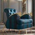 Italian Luxury Living Room Furniture Single Sofa Chair Snake Armrest Pure Copper Wood Legs Velvet Set Contemporary for Home