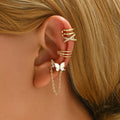Stylish Butterfly Wing Trendy Fashionable Clip-On Copper Hoops New Style Non-Pierced Cuff Earrings for Women Perfect Gift