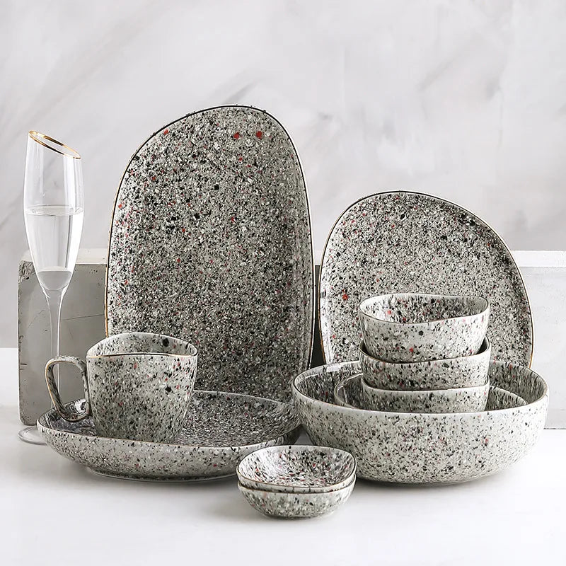 Eco-Friendly Ceramic Glaze Kiln Porcelain Tableware Microwave Oven Safe Special Western Dish for Phnom Penh-Irregular Rice Bowl