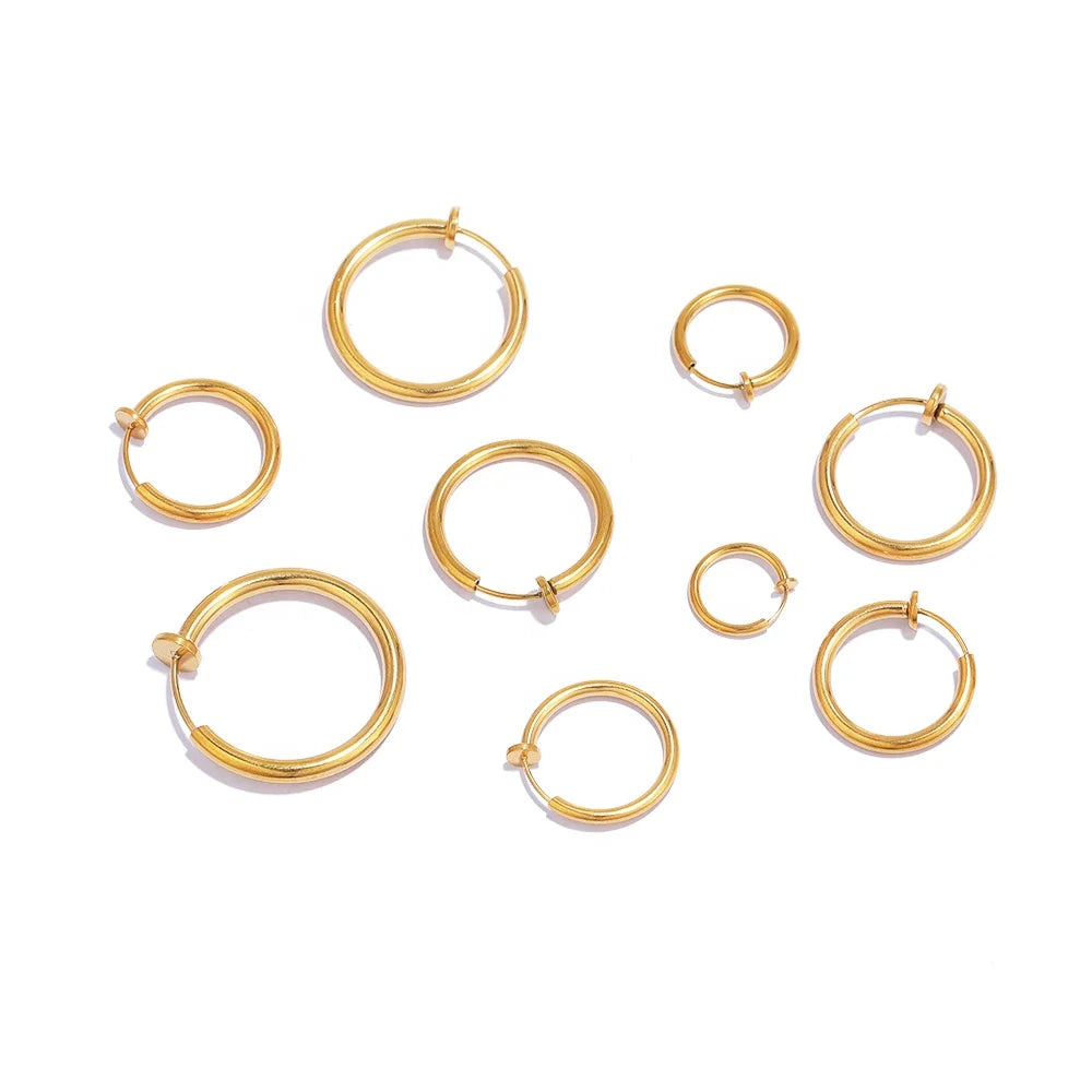 10Pcs Fashion Stainless Steel 8/10/12/14/16/18mm Round Elastic Force Ear Clip for Making Connectors DIY Jewelry Bulk