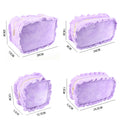 Winter New Leisure Crystal Corduroy Ruffled  Purple   Travel Daily Necessities Cosmetics Cosmetic Bag S M L XL