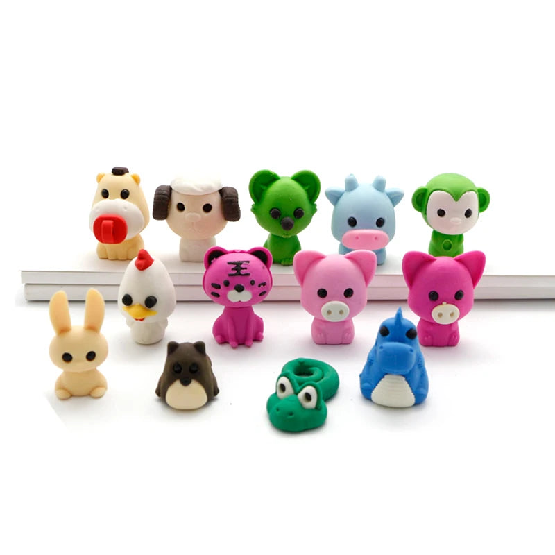 Soododo 3D Pretty Pencil Topper Zodiac Shaped Animal Eraser Chinese Wholesale Eraser
