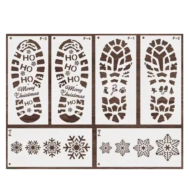 Wholesale Santa Footprint Stencil Laser Cut Plastic Custom Stencil for Painting on Floor Wood Window Wall