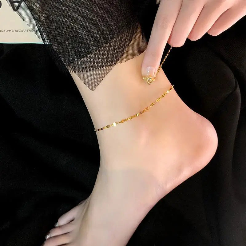 Trendy Custom Jewelry 18k Gold Plated Stainless Steel Anklets Titanium Steel Wholesale