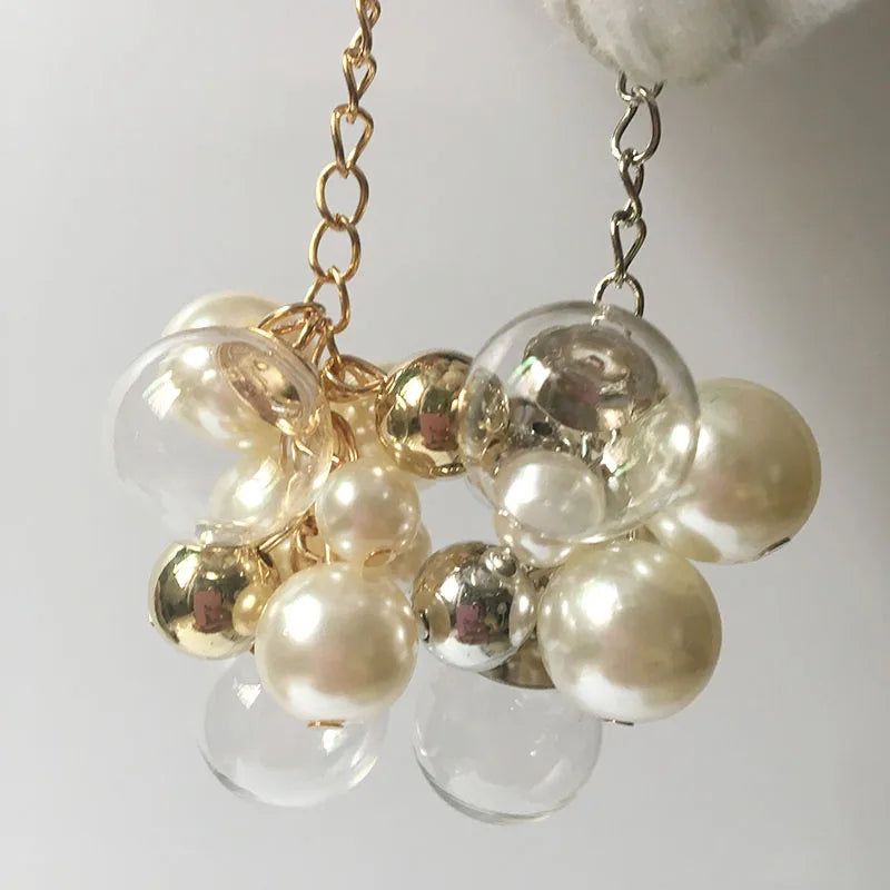 Diy Handmade Gold Silver Glass Ball Pearls Grape Bunch-shape Jewelry Charms Plastic Beads Earring Findings Accessories