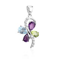 Abiding Sky Blue Topaz Amethyst Peridot Citrine Mix Gemstone Pendant Silver Necklace Accessories Butterfly Pendant for Women