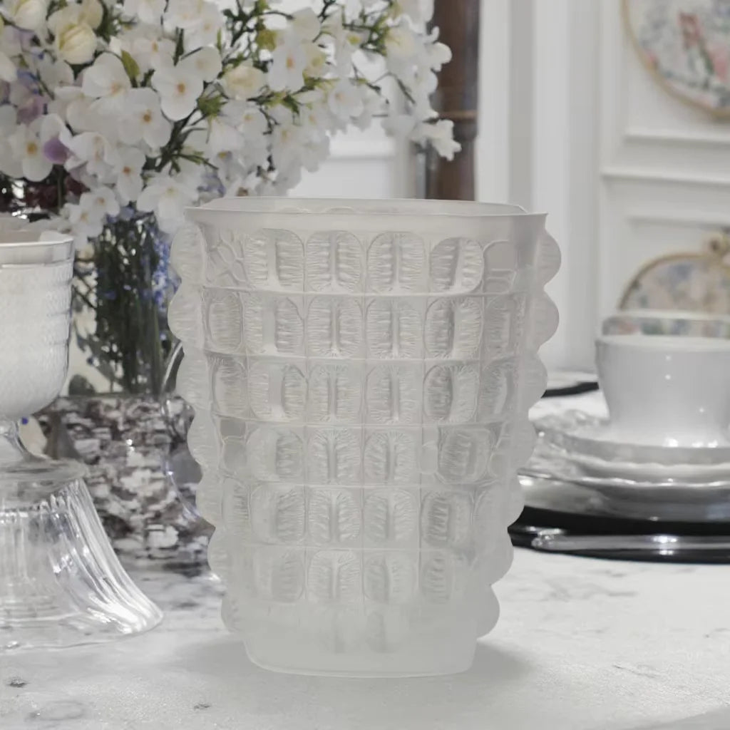 French Style Croco Vase Decorated Crystal Tabletop Flower Vase Square Laliqu Premier Glass Premier Bottle Home Decor
