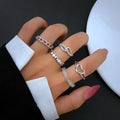 Resin Heart Ring Set of 5Pcs Creative Hollow Chain Surrounding Stars and Diamonds Ring for Women Bohemia Fashion Ring Set Guft