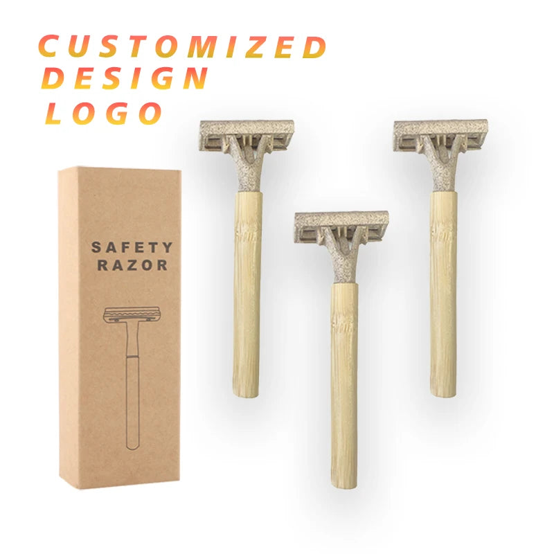 Best Eco Friendly Biodegradable  Handle Men Shaving Razor Shaving Cream Kit Set with  Paper Box Packed