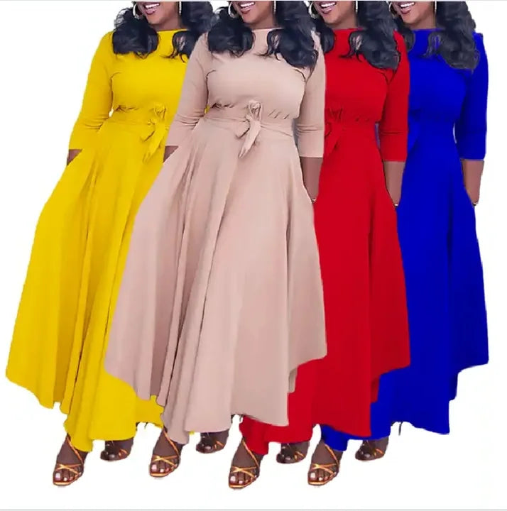 Fashion Autumn Winter African Casual Dresses Women Lady Elegant Winter Dresses for Ladies Maxi Dress