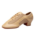Brown 3.5cm Jazz Dance Shoes for Girls Modern Style Split Sole Ballet Flat Soft Upper Suede Lining PU Leather Upper for Teachers