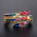 Latest Jewelry Sterling Silver Rings 925 Colorful Cz baguette Diamond 18k 14k Gold Jewelry Wholesale rainbow Zirconia Ring