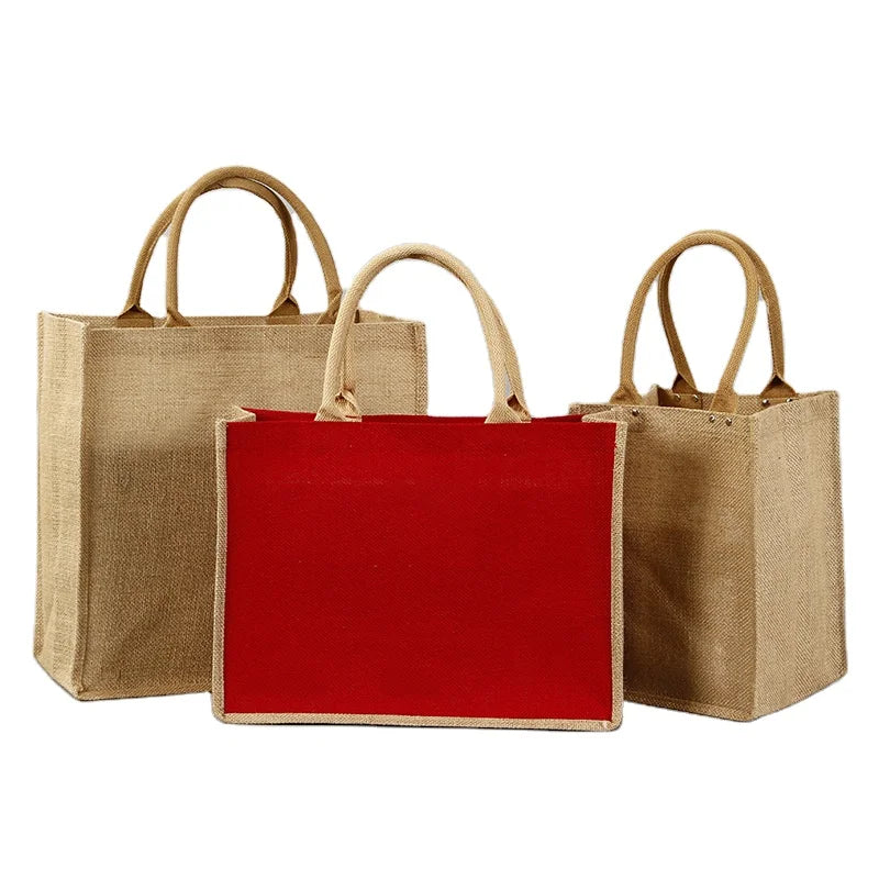 Wholesale Eco-Friendly Recyclable Shopping Bags Fashionable Linen Jute Leather Canvas Cotton Handle Custom Logo Reusable Zipper