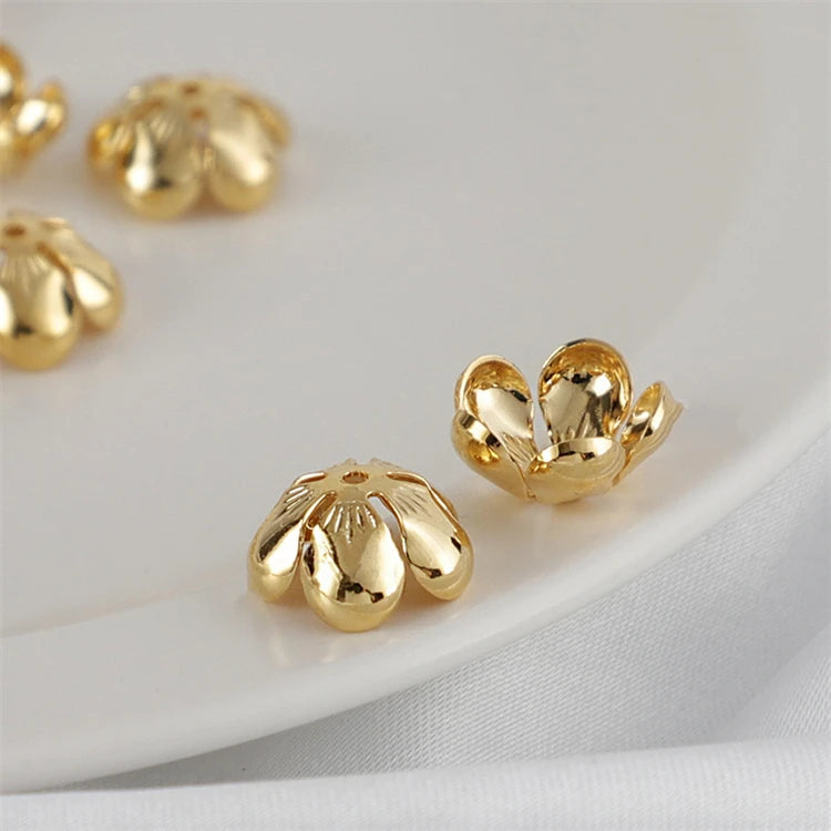 Flower Beadcap Brass 18K Plating Elegant Noble Style Charms for Jewelry Making Diy Findings Separate Beadcaps