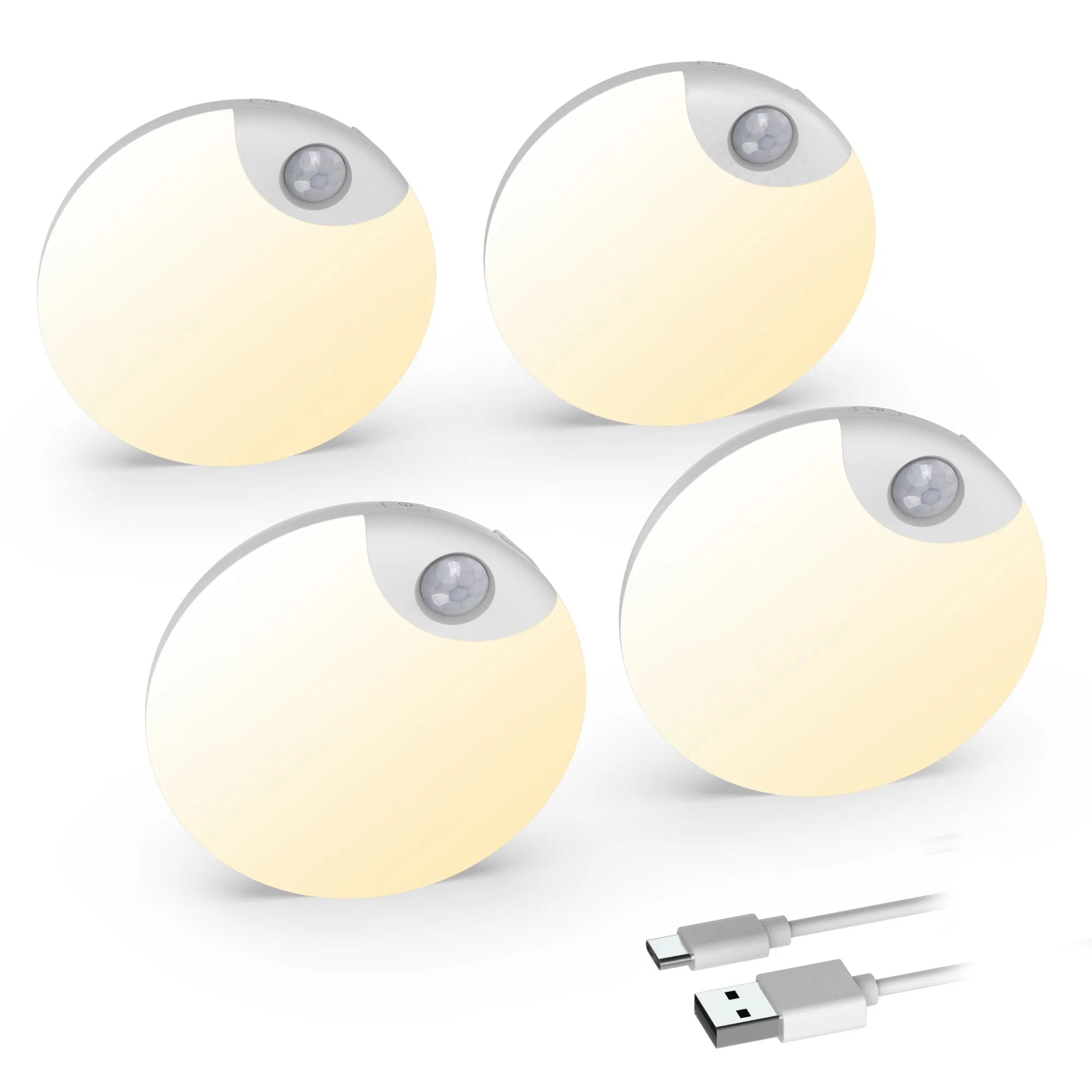 Mini Warm White Motion Sensor Night Lamp Stick-On Safe Led Lights for Stairs Bathroom Closet Kitchen Cabinet