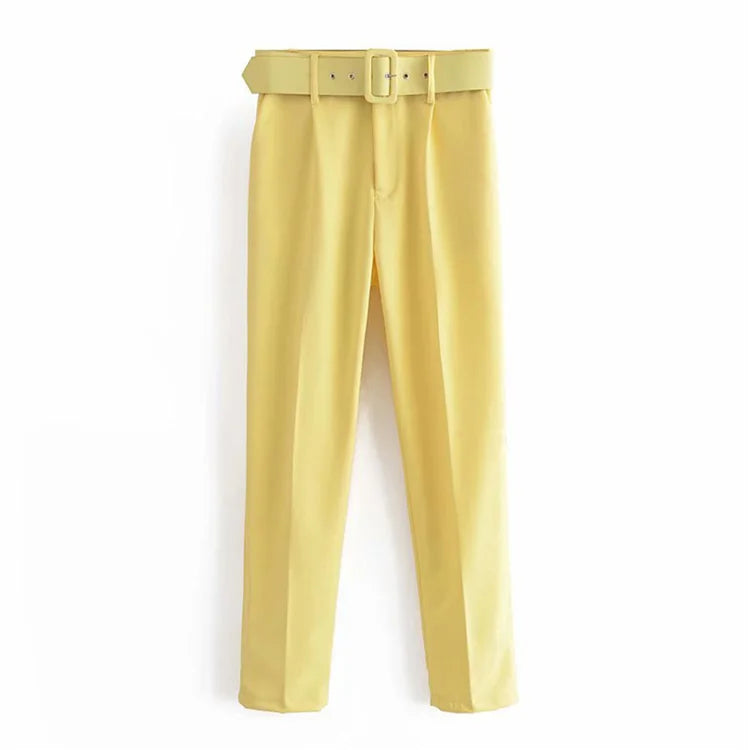 2022 and Summer New Fashion Belt Loose Casual Trousers High Waist Multi-color Vertical Trousers