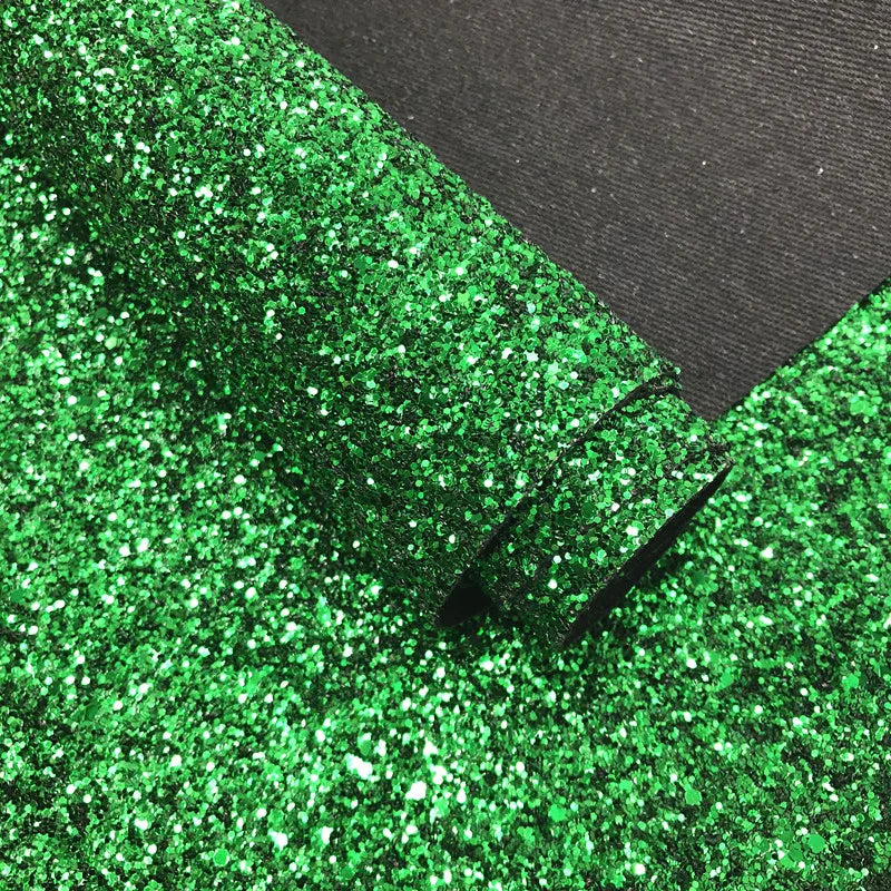 BY4057 Solid Colors Chunky Glitter Fabric Woven Backing Christmas Decoration Craft Glitter Bows for Bags