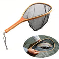 LETOYO Portable Wooden Handle Fly Fishing Landing Net Nylon Fishing Net Mesh Trout Fishing Nets for Sale