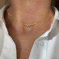 EManco Elegant Minimalist Jewelry Lusterless 14k Gold Plated Knotted Snake Chain Necklace Women's Stainless Steel Accessories